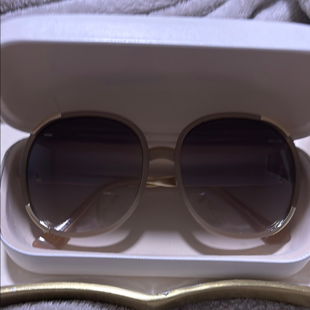 Chloe Gold Transparent Beige Sunglasses… Case in White and Gold
